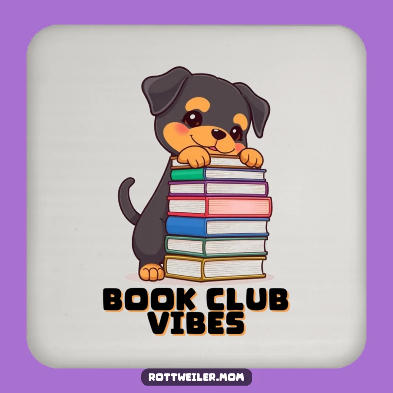 Funny Rottweiler Book Lover Coaster Set - Scholar Pup Table Protection