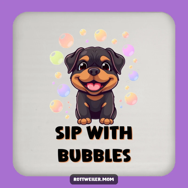 Funny Rottweiler Bubble Coasters: Protect with Paws-itivity, Gift
