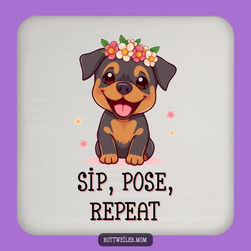 Funny Rottweiler Supermodel Coaster: Chic Dog Accessory for Tables