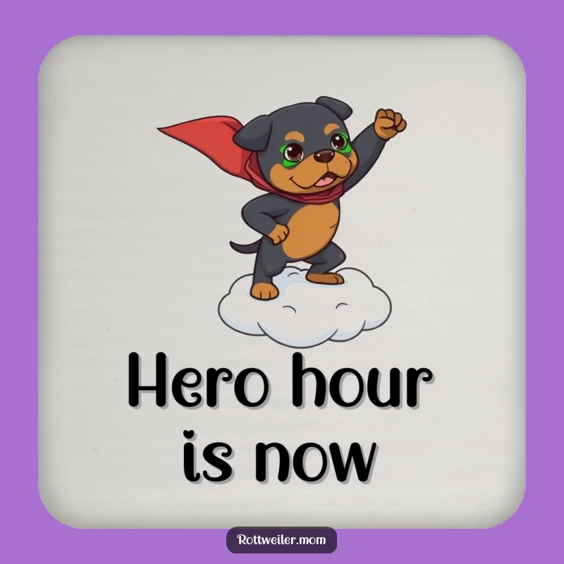 Funny Superhero Rottweiler Coaster: Mighty Dog Drink Protector Gift