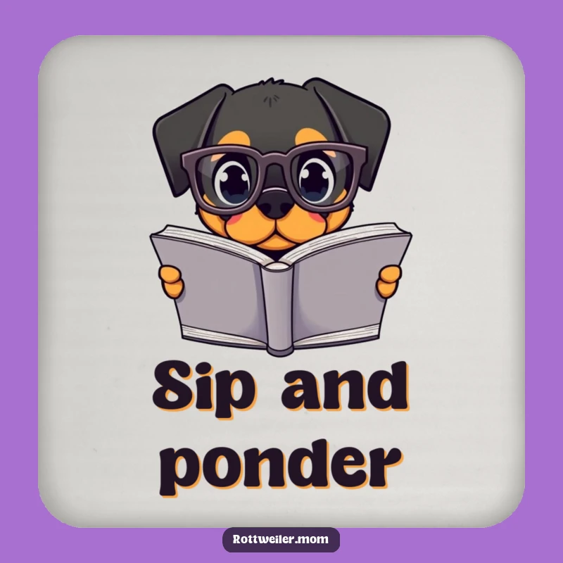 Funny Kawaii Rottweiler Coaster Set - Protect Surfaces with Dog Art, Gift!