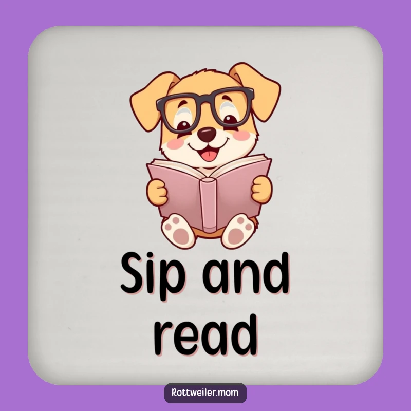 Funny Book Dog Drink Coaster - Protect Surfaces with Literary Humor