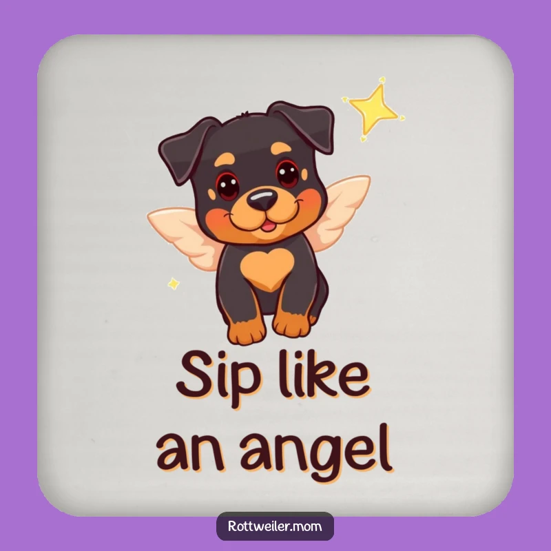 Funny Rottweiler Angel Coasters: Protect Surfaces with Paw-sitive Humor, Gift