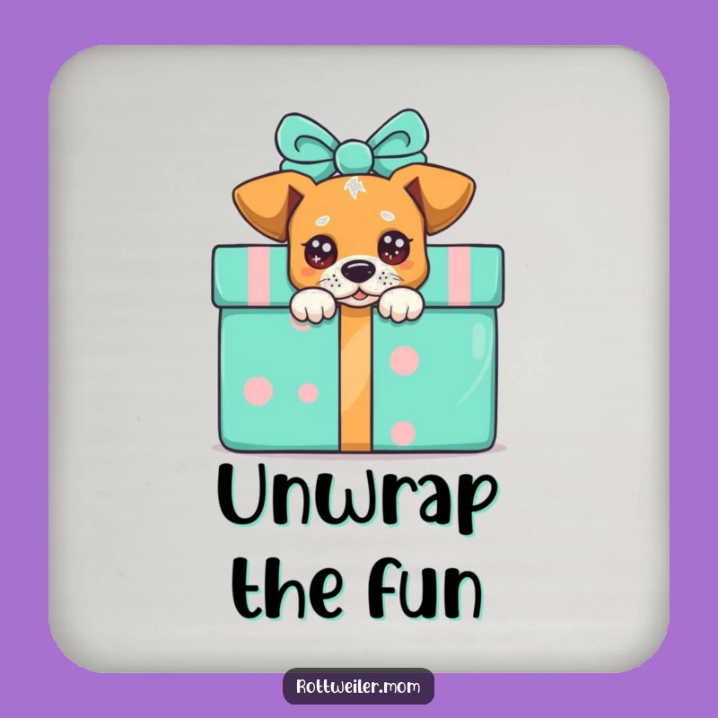 Funny Peek-a-Boo Dog Present Coaster, Protect Surfaces with Playfulness