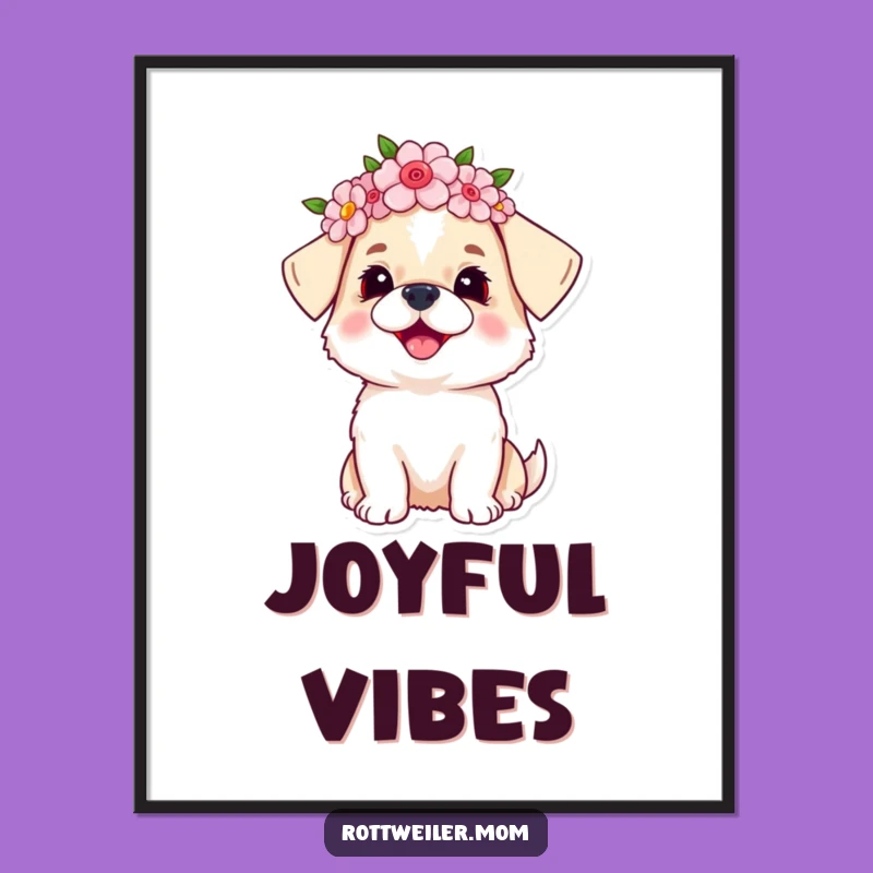 Funny Dog Flower Crown Poster: Joyful Canine Art for Your Walls