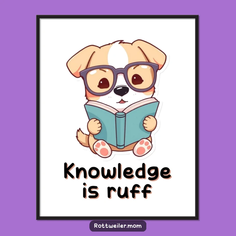 Funny Dog Glasses Book Poster: Intellectual Canine Art for Your Walls