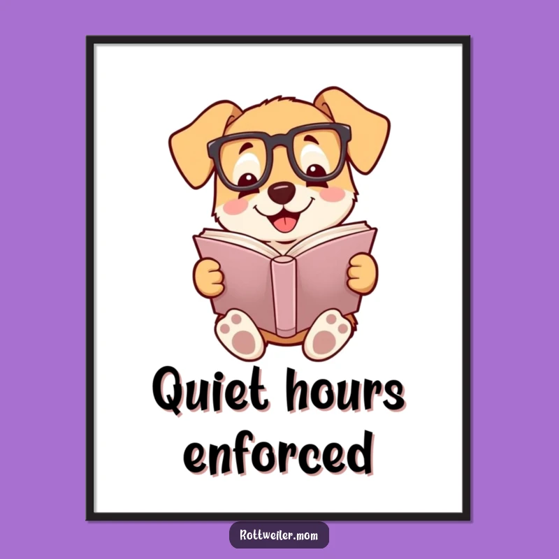 Funny Dog Reading Poster - Whimsical Wall Art for Bookish Humor Lovers