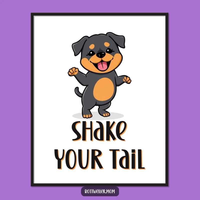 Funny Kawaii Rottweiler Dance Poster: Joyful Art, Perfect Gift