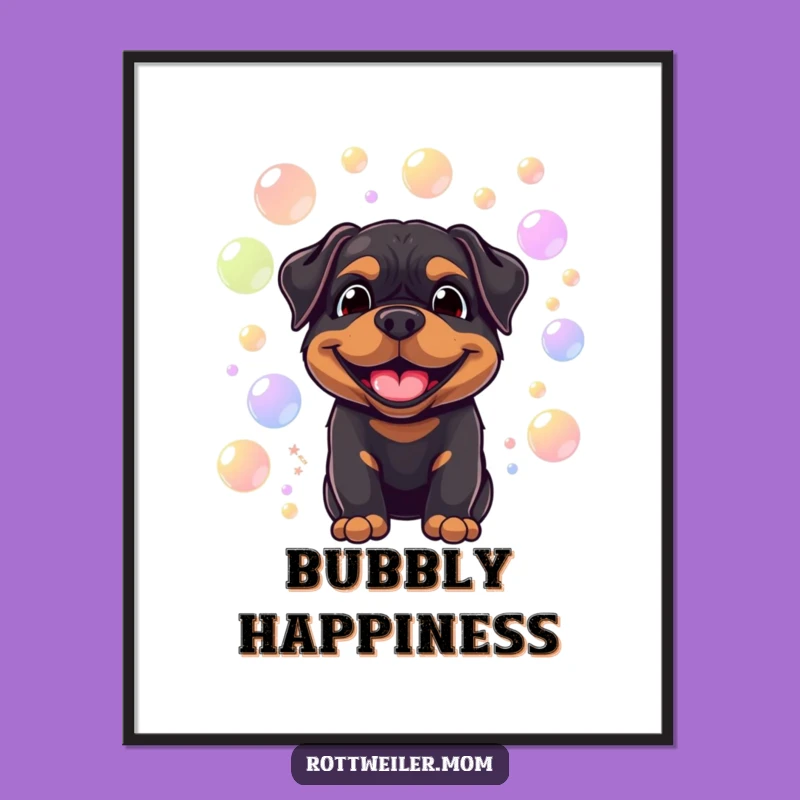 Funny Rottweiler Bubble Poster: Joyful Art, Perfect Gift