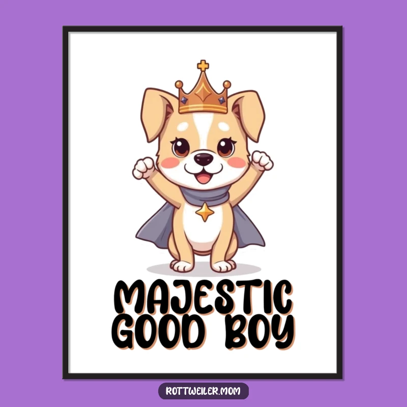 Funny Dog Hero Poster: Regal Pup Artwork for Wall Decor Gift