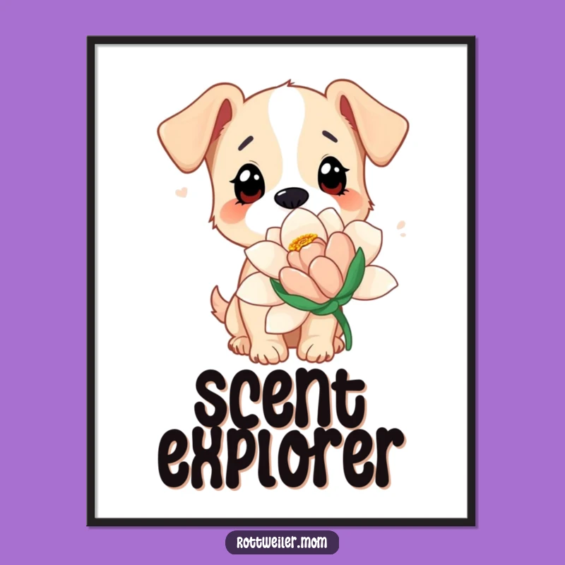 Funny Dog Flower Poster: Whimsical Botanical Art for Wall Decor Gift