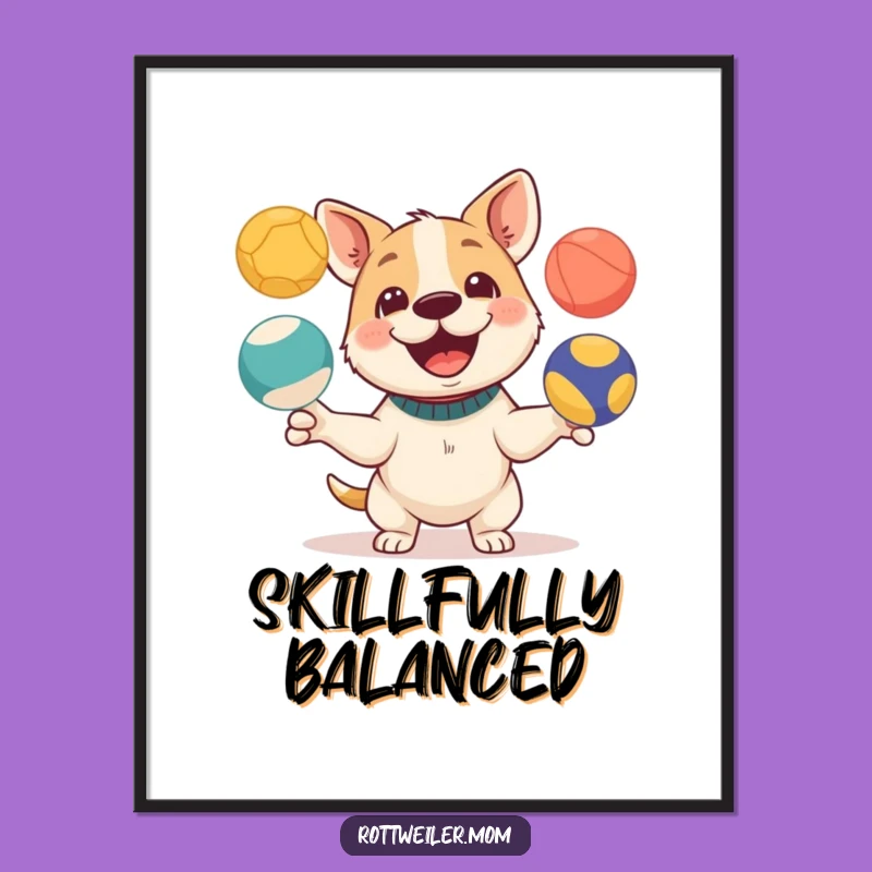 Funny Juggling Dog Poster - Vibrant Wall Art for Playful Spaces