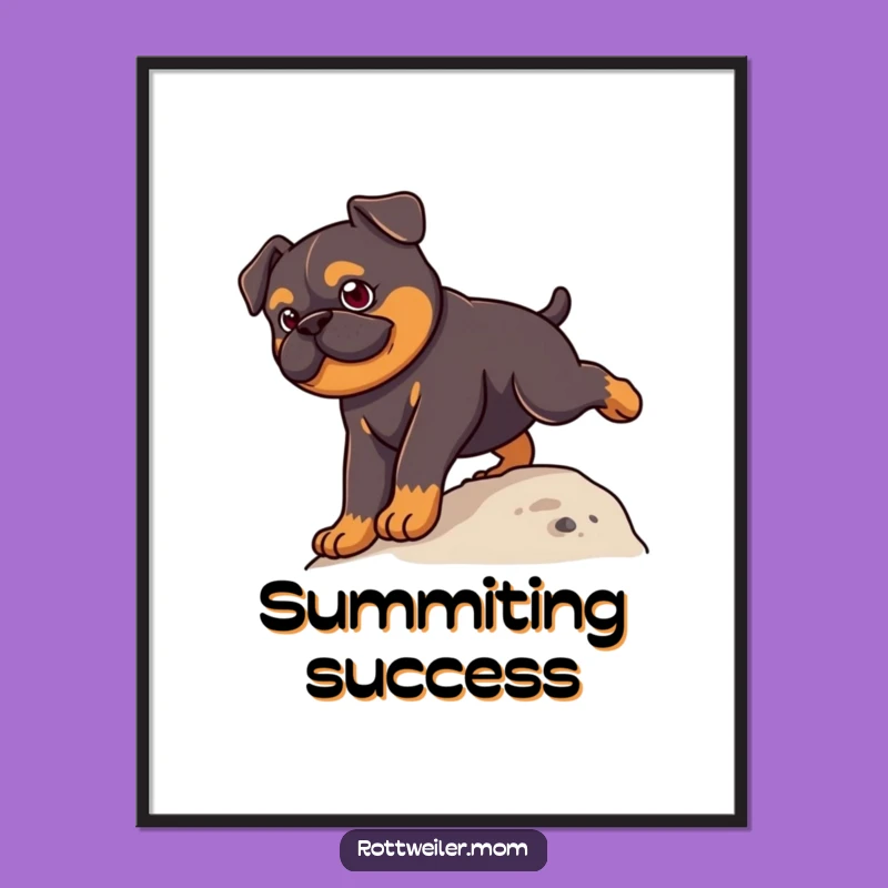 Funny Kawaii Rottweiler Climbing Poster - Inspiring & Hilarious Dog Art