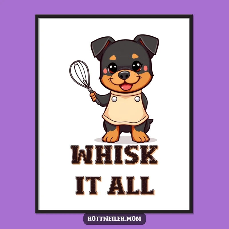 Funny Kawaii Rottweiler Chef Poster - Adorable & Hilarious Baker Art