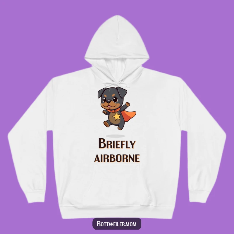 Cozy Funny Kawaii Rottweiler Superhero Hoodie - Warm & Hilarious Heroic Gift