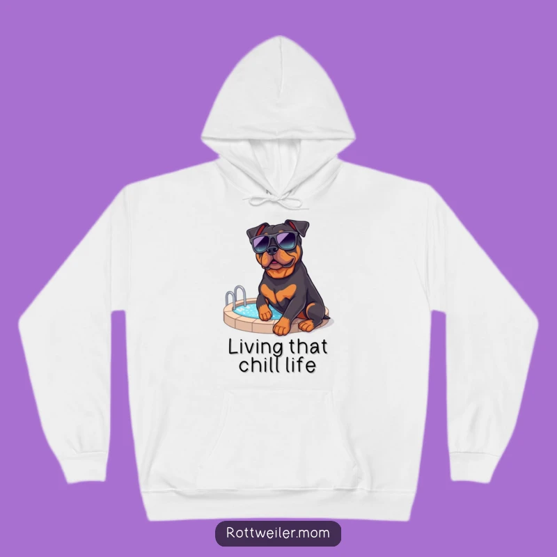 Cozy Rottweiler Vacation Hoodie: Warm & Funny Poolside Sweatshirt