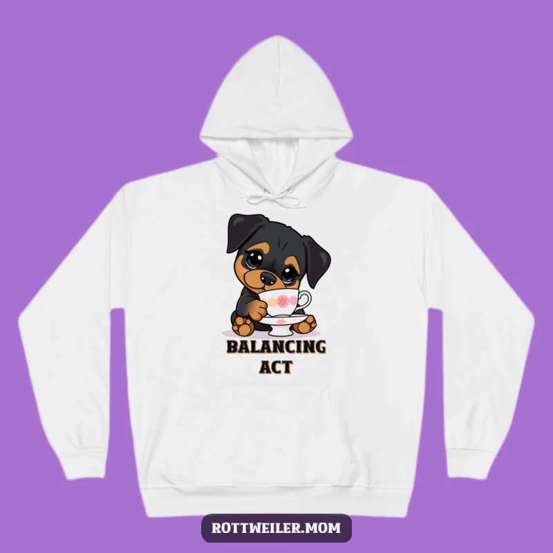 Funny Kawaii Rottweiler Teacup Hoodie - Cozy & Hilarious Dog Gift