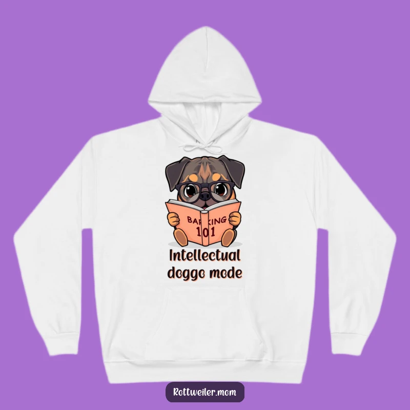 Funny Rottweiler Reading Hoodie: Cozy Barking 101 Scholar Gift