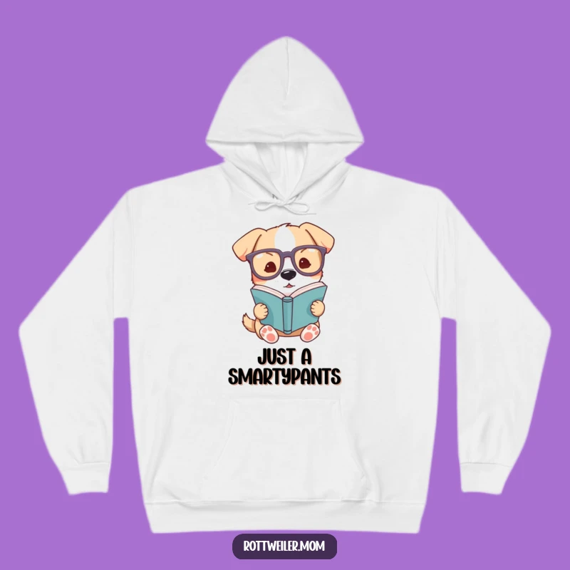 Cozy Funny Dog Glasses Book Hoodie: Warm Up with Intellectual Pup Art