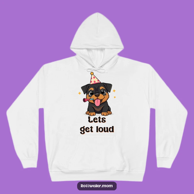 Cozy Funny Rottweiler Party Hoodie: Festive Pup Vibes, Gift