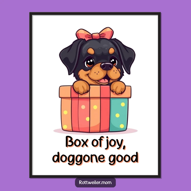 Funny Free Printable Rottie Gift Box Wall Art - Dog Surprise Downloadable Decor