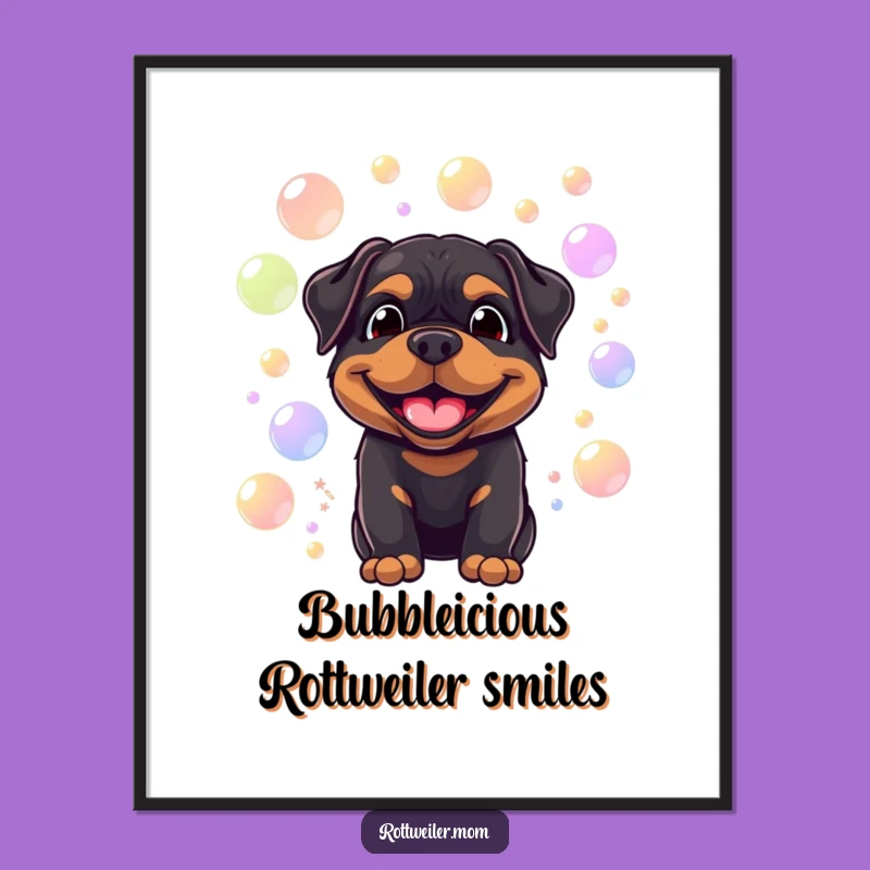 Free Printable Wall Art: Bubble Rottie Smiles - Funny Downloadable Decor