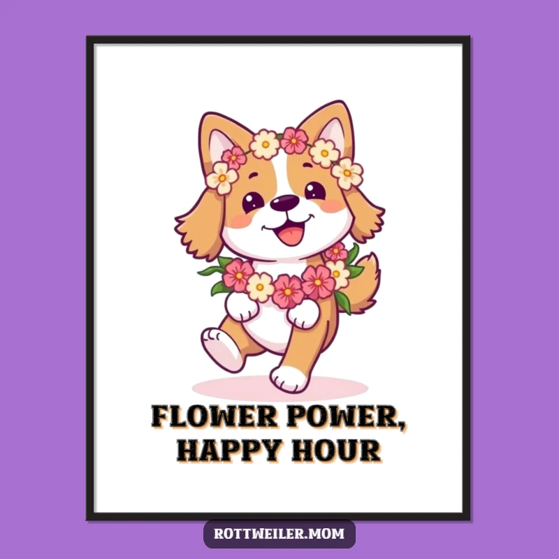 Free Printable Joyful Dog Wall Art - Prancing With Flowers DIY Downloadable Decor