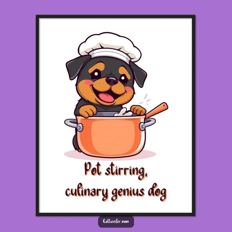 Free Printable Kawaii Rottweiler Chef Art: Cooking Dog Funny Wall Decor Downloadable