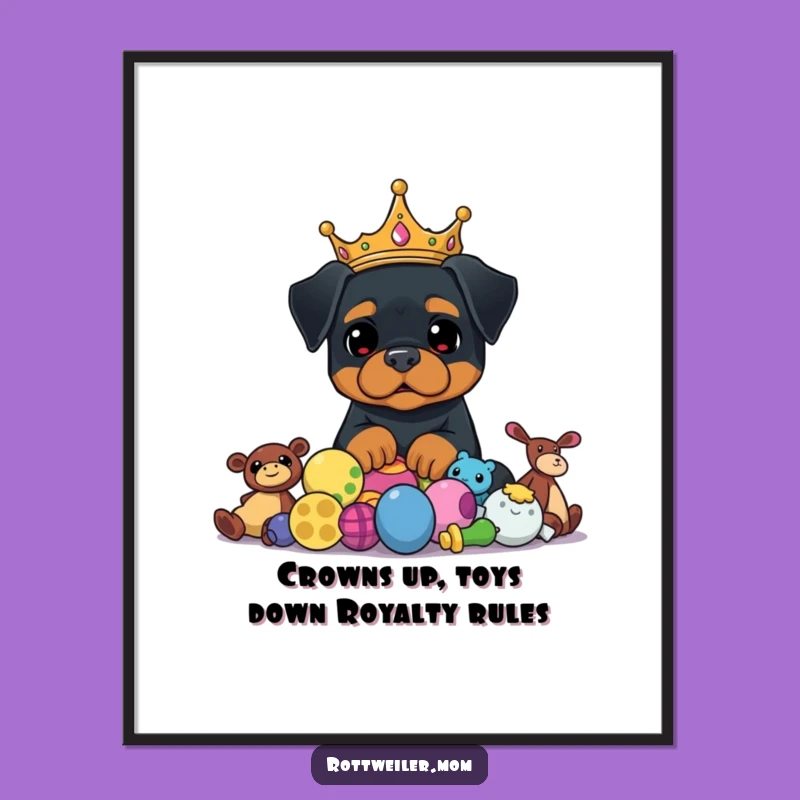 Free Printable Rottweiler Wall Art: Crowned King Dog Humor Downloadable Art