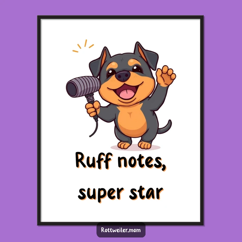 Free Printable Rottweiler Wall Art: Singing Dog Star Downloadable Decor