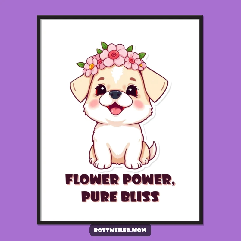 Free Printable Wall Art: Floral Dog - Joyful Puppy Downloadable Art