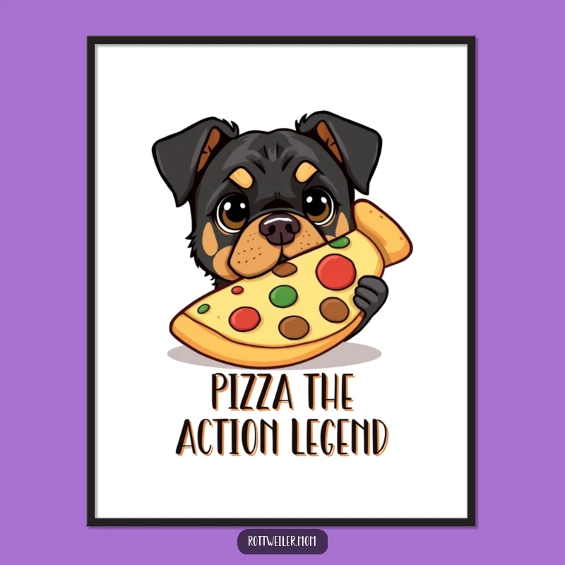 Free Printable Wall Art: Funny Rottweiler Hiding Behind Pizza