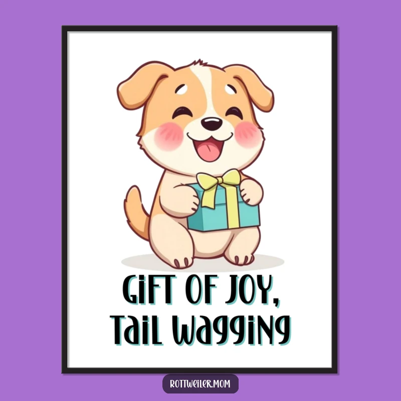Free Printable Wall Art: Happy Dog Gift Wagging Tail Funny Decor