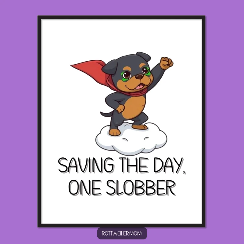 Free Printable Wall Art: Rottweiler Superhero Strikes Epic Pose