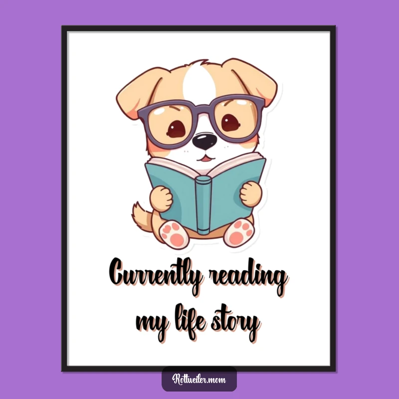 Free Printable Wall Art: Smart Dog Reading Glasses Downloadable Decor