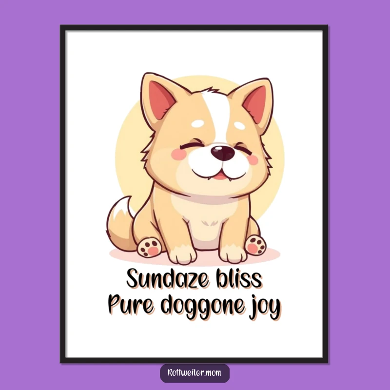 Free Printable Wall Art: Stocky Dog Sunbeam Nap Funny Dog Downloadable Decor