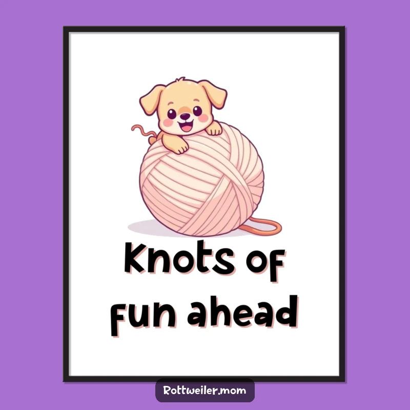 Free Printable Wall Art: Yarn Puppy - Funny Tripping Dog Downloadable Art