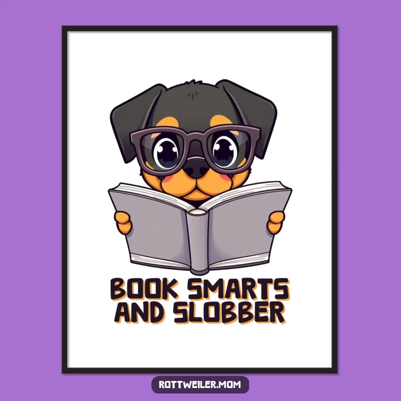 Funny Free Printable Wall Art: Intellectual Rottweiler Reading, Quirky Downloadable Decor!