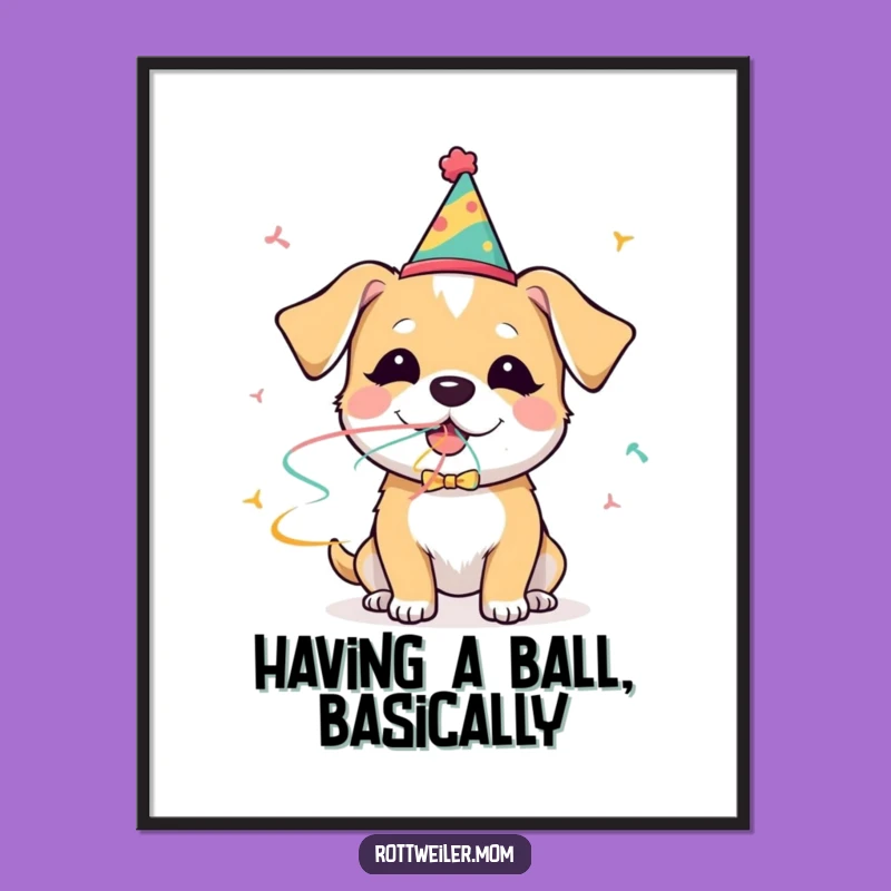 Funny Free Printable Wall Art: Party Dog Extravaganza, Downloadable Decor