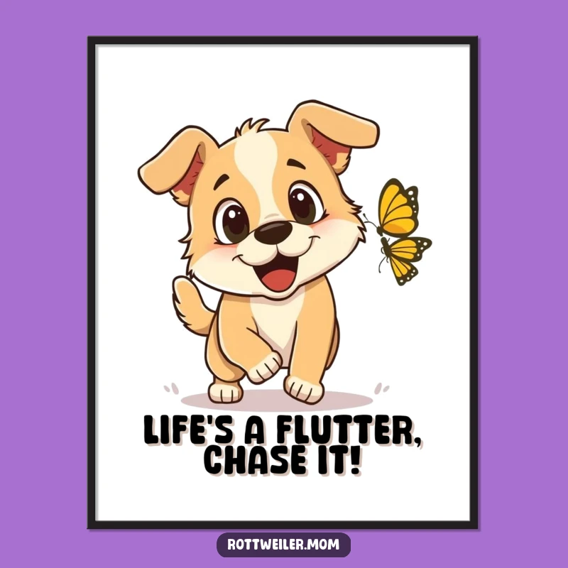 Free Printable Wall Art: Dog & Butterfly Joy, Whimsical Downloadable Decor for Any Room