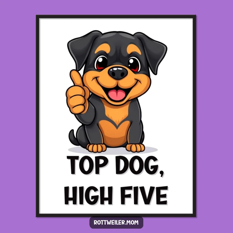 Free Printable Rottweiler Wall Art: Thumbs Up Dog Downloadable Decor Art