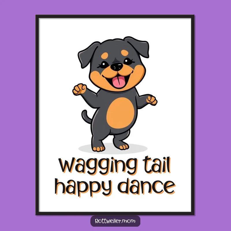 Free Printable Wall Art: Dancing Kawaii Rottie - Funny Downloadable Decor