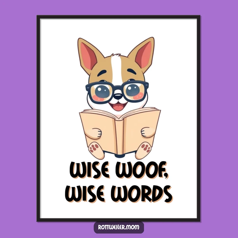 Free Printable Funny Dog Bookworm Wall Art - Intellectual Humor DIY Downloadable Decor