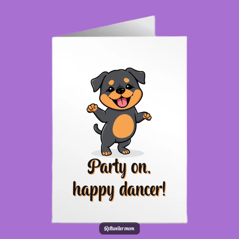 Free Printable Birthday Card: Dancing Kawaii Rottie - Funny Party Gift