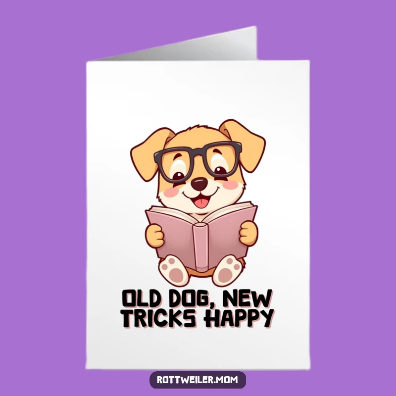 Free Printable Birthday Card: Nerdy Dog Reading, Funny Downloadable Gift for Book Lovers