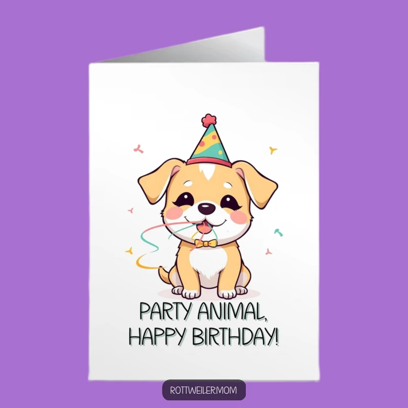 Free Printable Birthday Card: Party Dog, Glee & Streamers, Funny Downloadable Gift