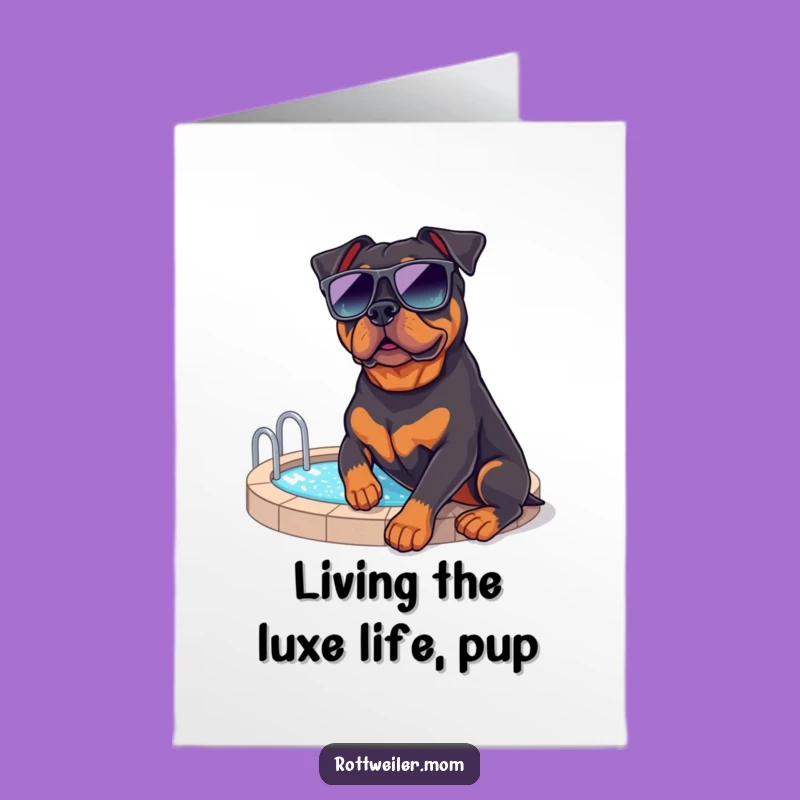 Free Printable Chill Rottie Birthday Card - Funny Dog Pool Sunglasses Downloadable