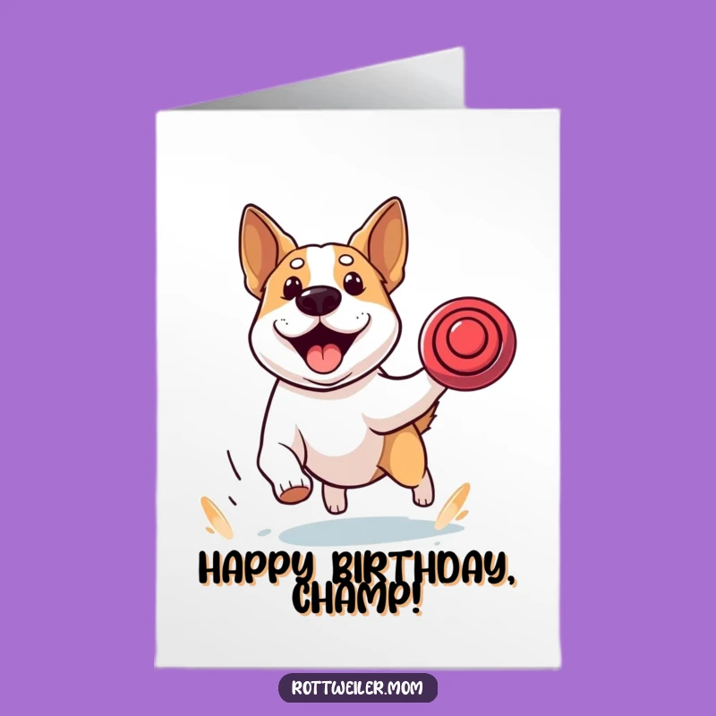 Free Printable Birthday Card: Energetic Dog Frisbee, Funny Gift