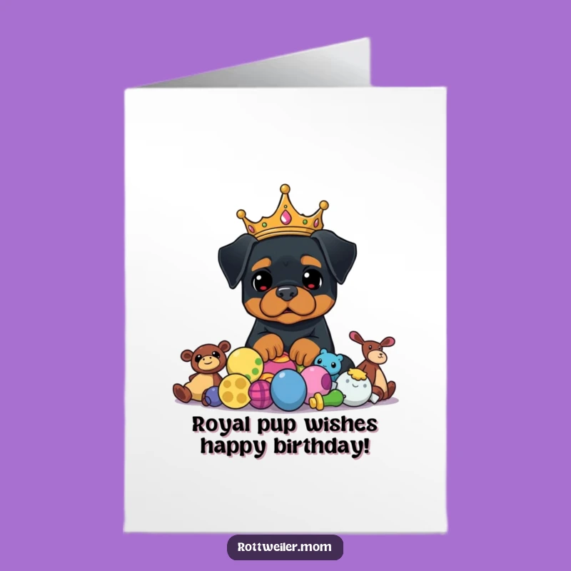 Free Printable Rottweiler Birthday Card: Royal Dog Crown Humor Downloadable Gift