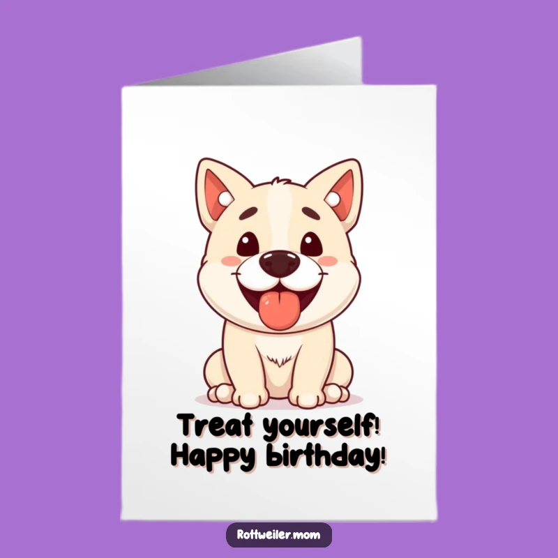 Free Printable Birthday Card: Stocky Dog Balancing Treat Funny Dog Downloadable Gift